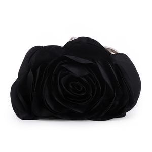 Evening Bag Floral Satin Clutch Purses With Chain Rose Pattern Purse o_o